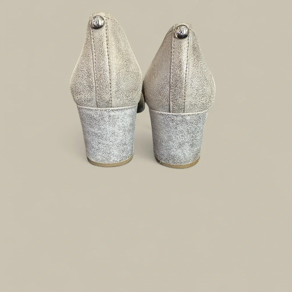 New Donald J. Pliner Metallic Champagne Block Heel Pumps